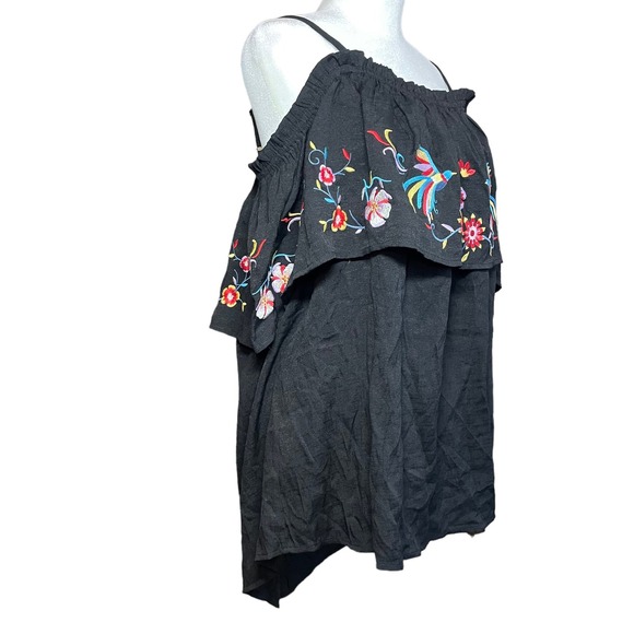 Savanna Jane Off‎ the Shoulder Blouse Plus Sz 3x Black Embroidered Floral Boho - Picture 8 of 14